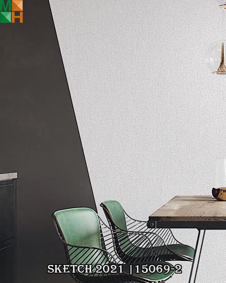  Giấy dán tường đơn sắc Hàn Quốc 15069 màu trắng, ghi